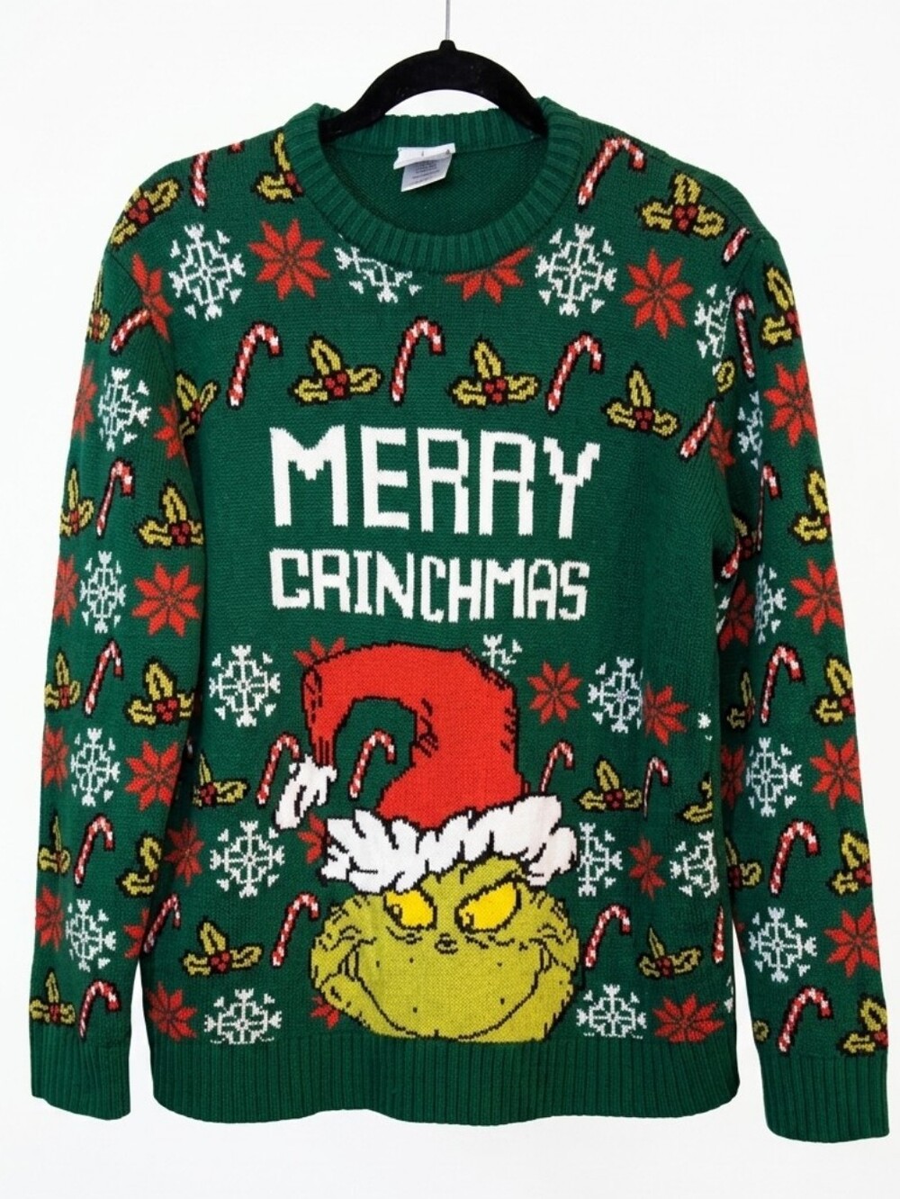 Dr Seuss Grinch Merry Grinchmas Ugly Christmas Sweater Green Mens Size Medium